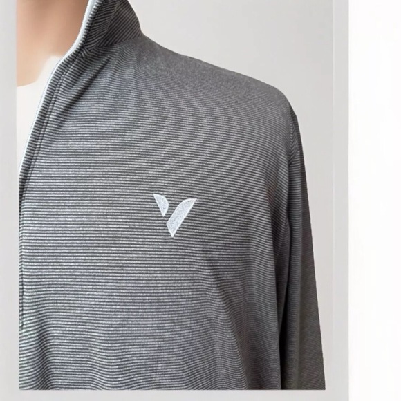 Johnnie O Shirt Sz XL Vaughn Performance Gray Striped Mens Pullover 1/4 Zip Surf - Picture 5 of 11